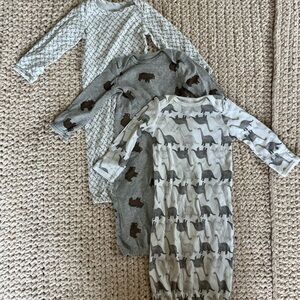 Simple Joy’s by Carter Cozy Animal Print Kids One Pieces - Gray and Cream